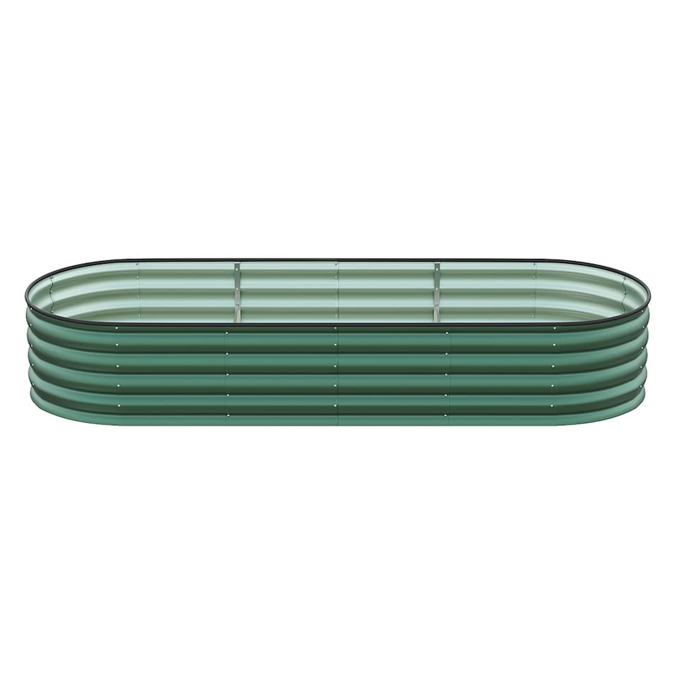 image 1 of Living and Home 2.4m Gardens Bed Oval-Shaped Galvanized Steel Garden Planter, Dark Green | Green | Dark Green | 240cm W x 80cm D x 42cm H