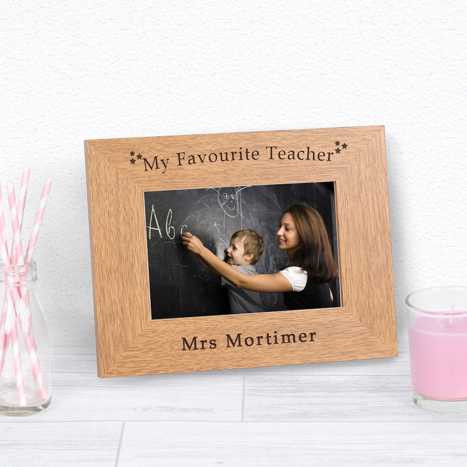 image 1 of Personalised My Favourite Teacher Wood Picture Frame 6x4 Teacher Gift