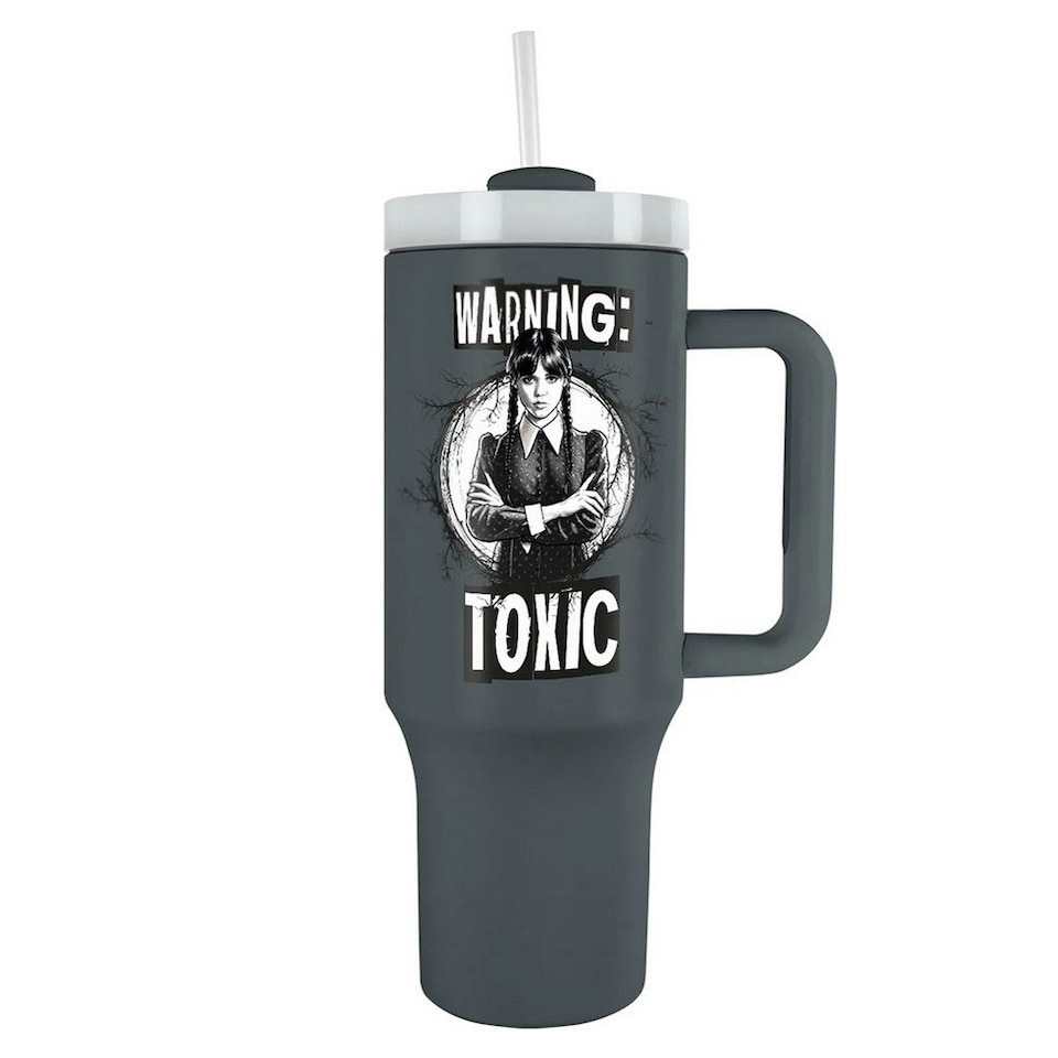 image 1 of Wednesday Warning Toxic 1.2L Travel Mug - Grey/Black/White - One Size Grey
