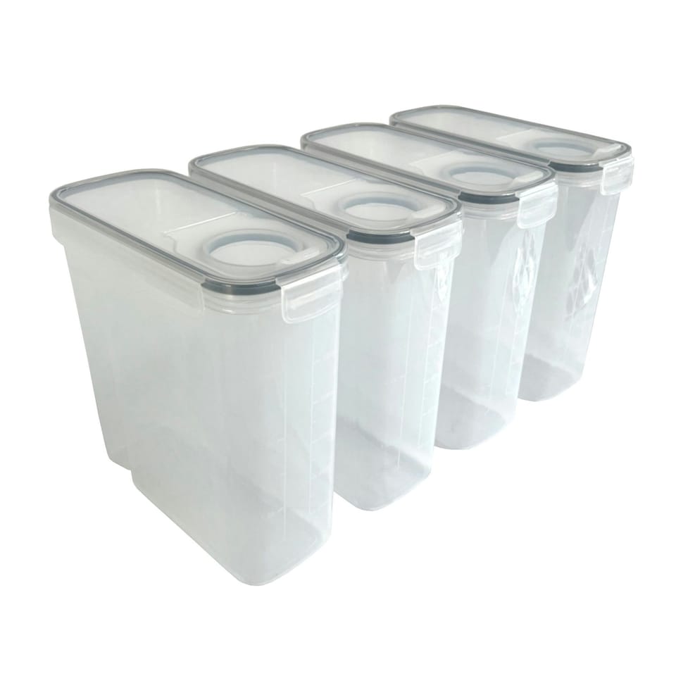 image 1 of Oypla 4pc Airtight Reusable Plastic Kitchen Pantry Food Cereal Storage Container Organiser Set
