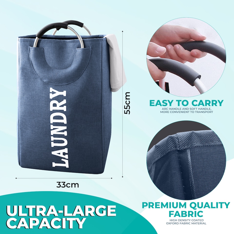 image 1 of 43L Collapsible Laundry Basket, Laundry Hamper with Handles