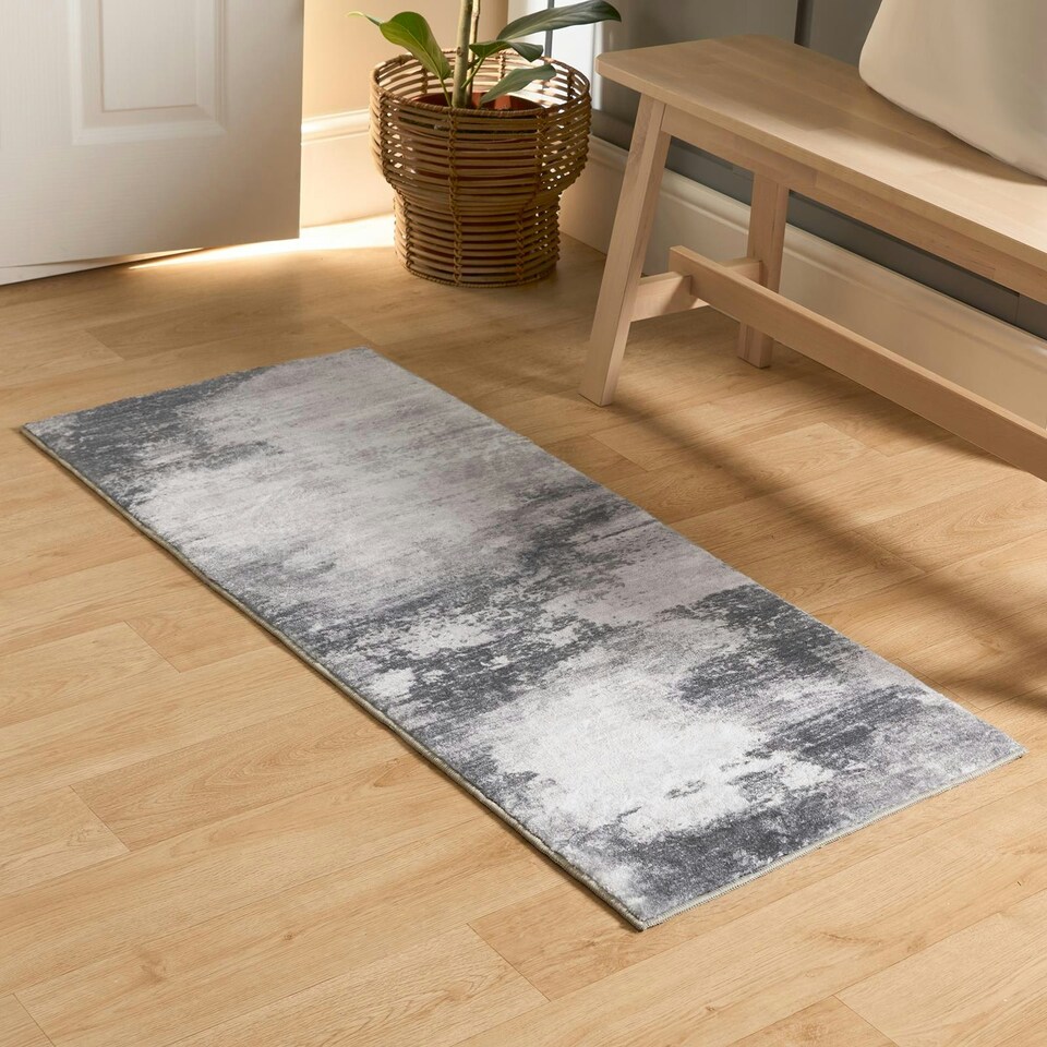 image 1 of OHS Stylish Modern Abstract Carpet Floor Rug Runner, 50x120cm - Grey