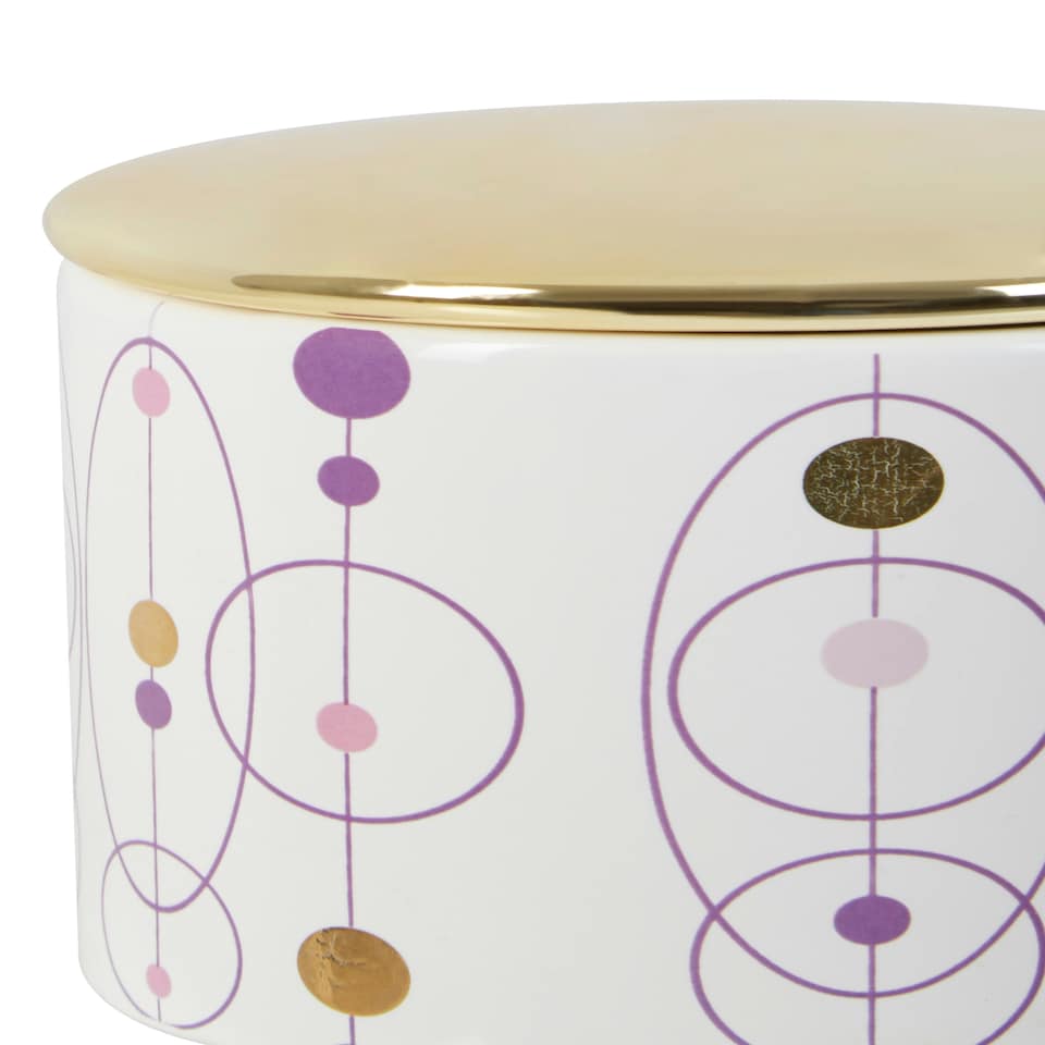 image 1 of Interiors By Premier Dolomite Cotton Ball Canister,White Glazed Holder,Bathroom Cotton Ball Container With Golden Airtight Lid