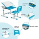 image 3 of COSTWAY Height Adjustable Kids Study Table and Chair Set with Tilting Tabletop-Blue