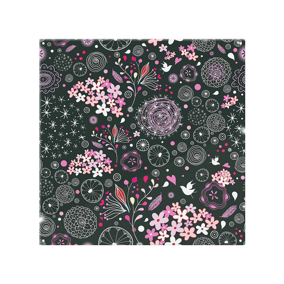 image 1 of Different Flowers Shapes & Birds Splash Back | White