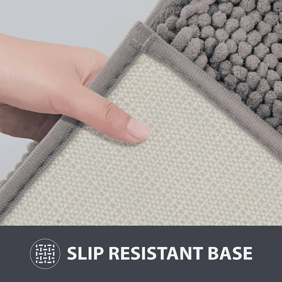 image 1 of Non Slip Bath Mat Water Absorbent Shower Mats Machine Washable Bathroom Rug, Grey | Grey