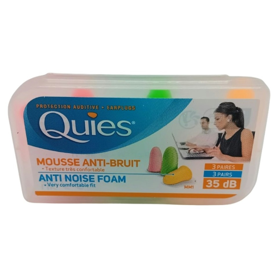 image 1 of QUIES Anti Noise Foam EarPlugs - Multicolour - 6 Plugs (3 Pairs)