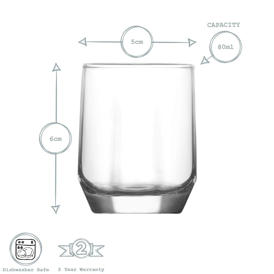 image 1 of LAV Diamond Shot Glasses - 80ml - Clear - Pack of 6 Clear