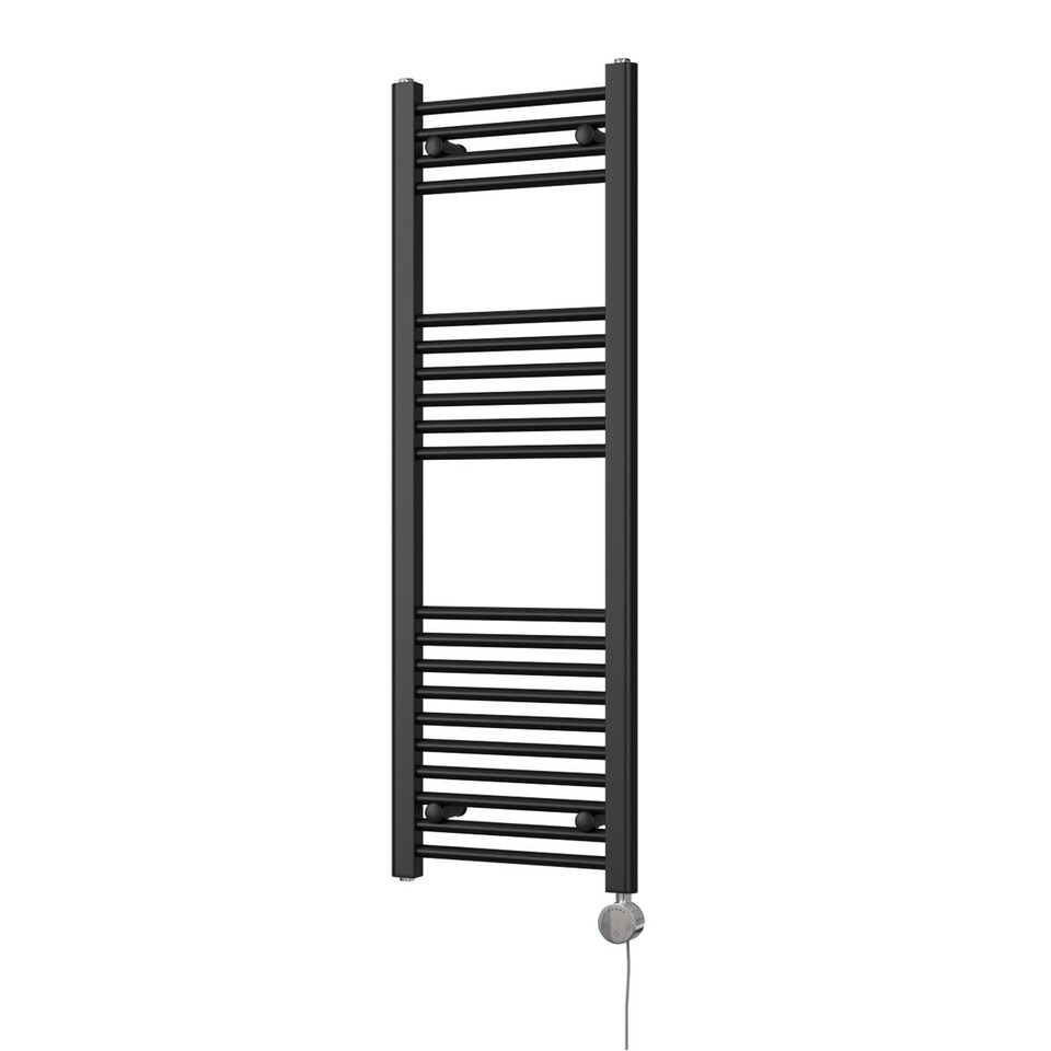 image 1 of Zennor - Black Electric Towel Rail H1200mm x W400mm Straight 400w Thermostatic