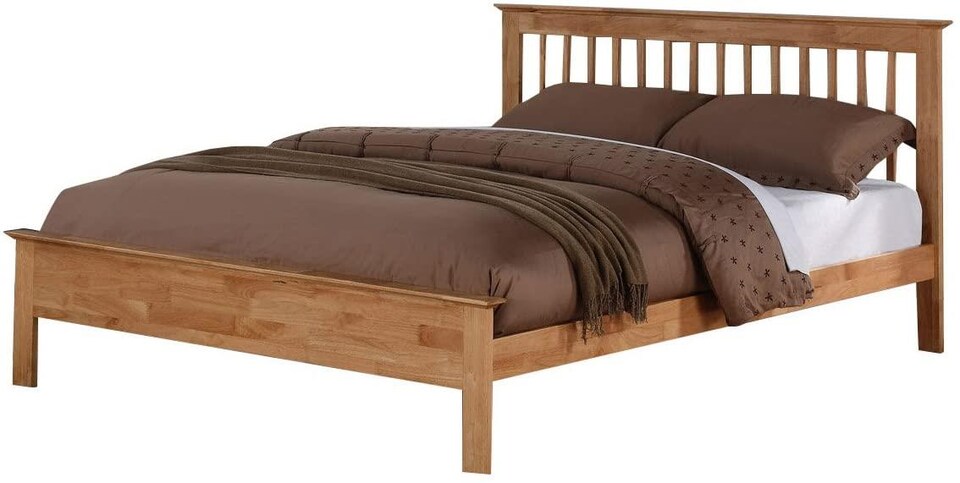 image 1 of 4ft Small Double Oak finish colour wood bed frame.Shaker,Wooden. bedstead. Low foot end board | Clear | Small Double