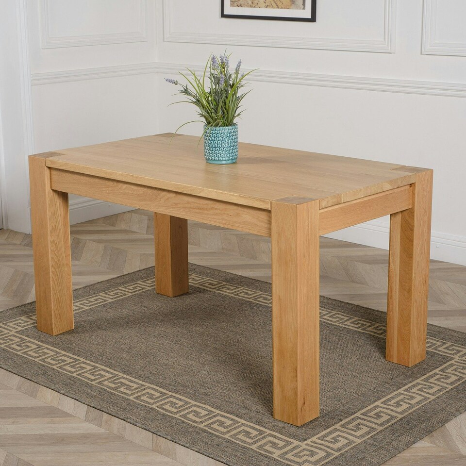 image 1 of Kuba Chunky Solid Oak Dining Table - 150cm Brown | Oak