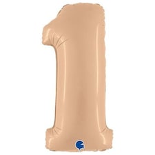 Satin Nude Number 1 Helium Foil Giant Balloon 102cm / 40 in
