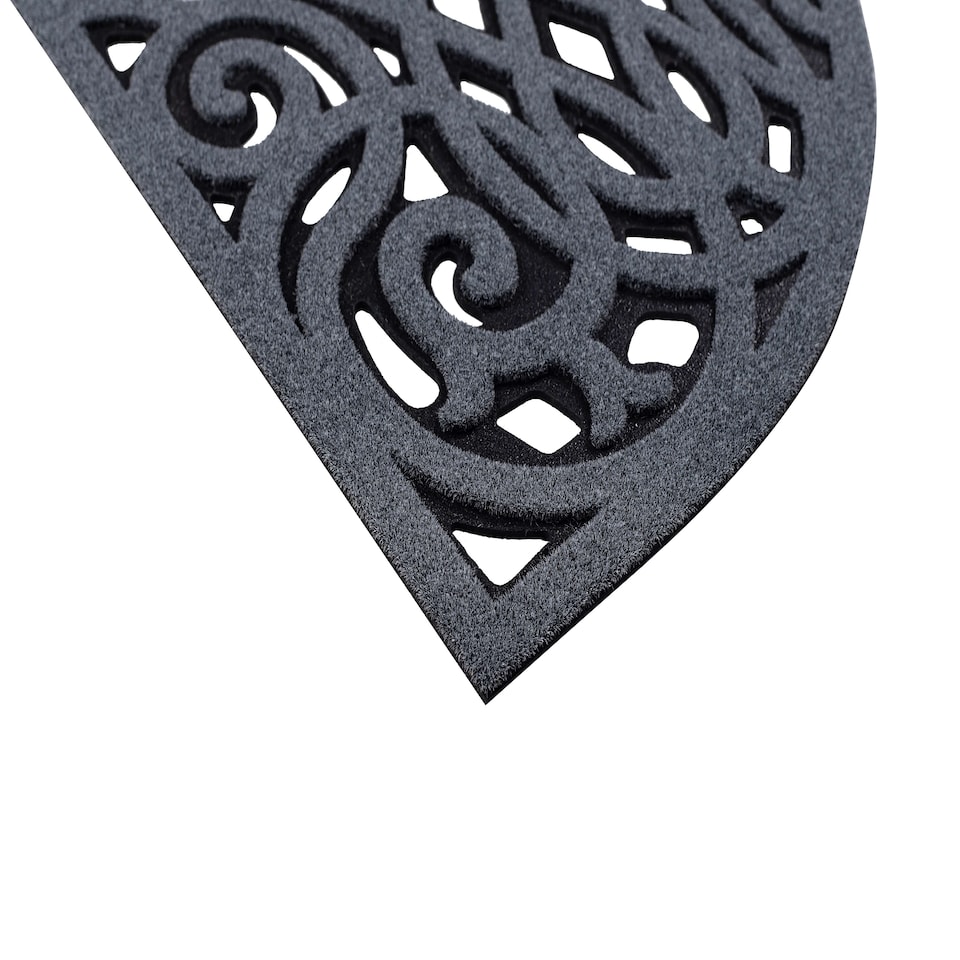 image 1 of Nicoman Victorian Style Halfmoon Rubber Outdoor Door Mat Grey 75 x 44cm | Grey | Open Back (For Outdoors)