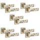 image 1 of Golden Grace 5 Pairs Modern Nova Premium Design Door Handles on Square Rose in Antique Brass Finish Gold