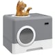 image 1 of PawHut Enclosed Cat Litter Tray with Lid, Front Entry, Top Exit, Scoop - Grey