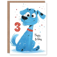 Dog Lover Puppy Cartoon Cute 3rd 3 Year Old Child Kids Birthday Card