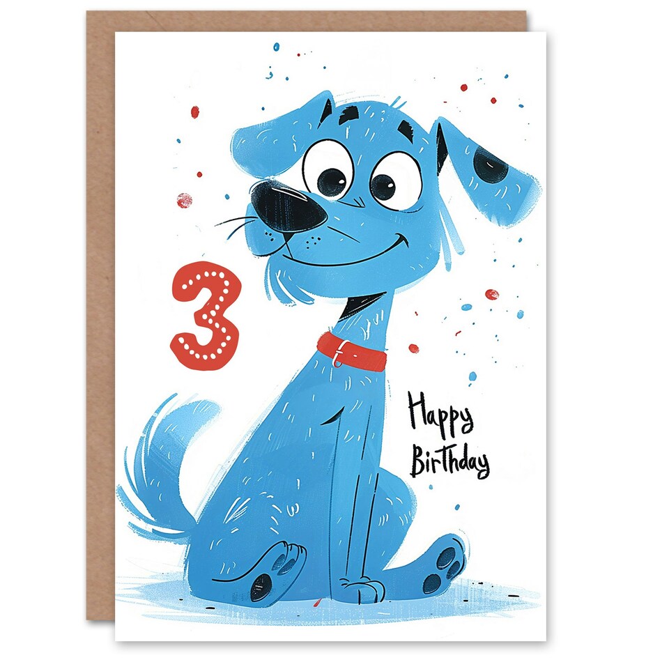 image 1 of Dog Lover Puppy Cartoon Cute 3rd 3 Year Old Child Kids Birthday Card