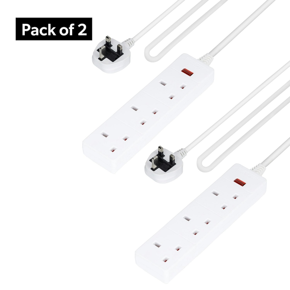 GEEPAS 3 Gang Extension Lead, 2M Cable