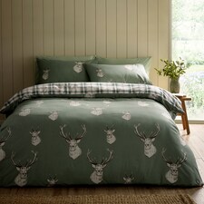 Catherine Lansfield Stag Check Reversible Duvet Cover Set