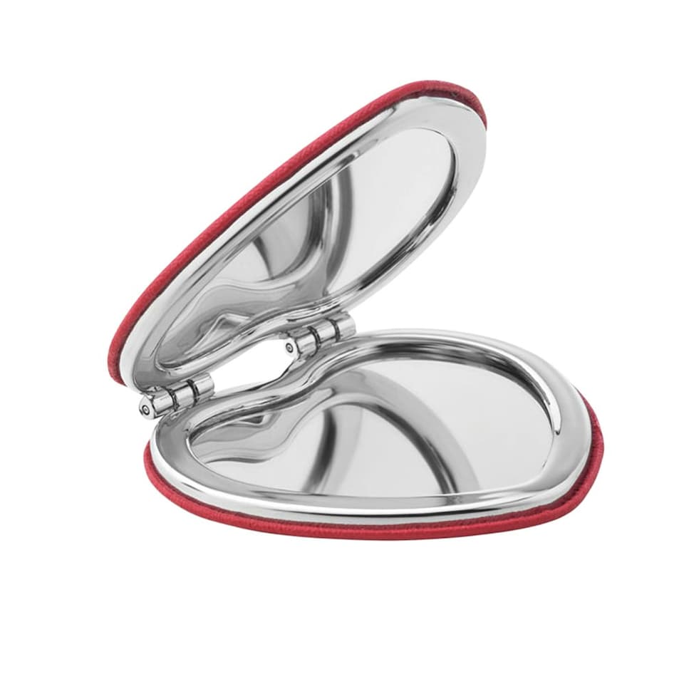 MidOcean Glow PU Heart Hand Mirror - Red/Silver - One Size Multi | One Size
