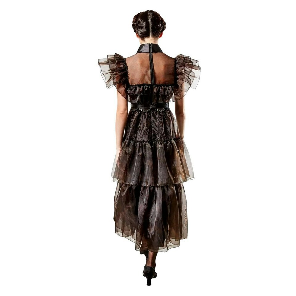 image 1 of Wednesday Womens/Ladies Rave ´N Dance Wednesday Addams Costume Dress - Black - L L