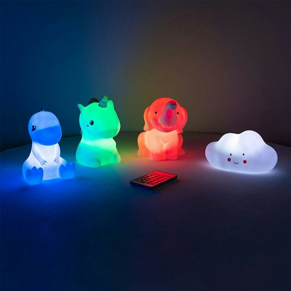 image 1 of ValueLights Childrens Dinosaur Multi-Coloured LED Night Light