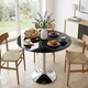 image 7 of HOMCOM Round Bar Table, Dining Table with Tempered Glass Top and Steel Frame