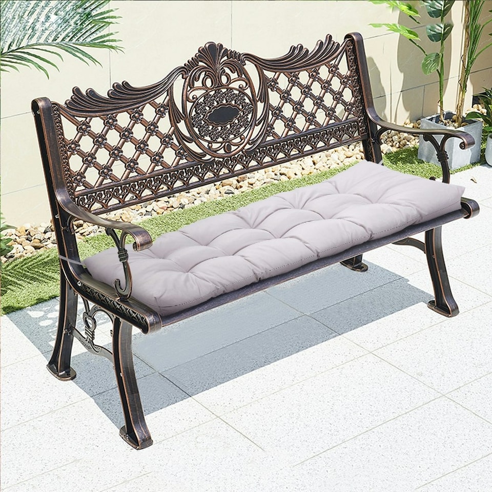 image 1 of Living and Home Waterproof Seat Cushion for Outdoor Benches - Grey | Grey | Chair