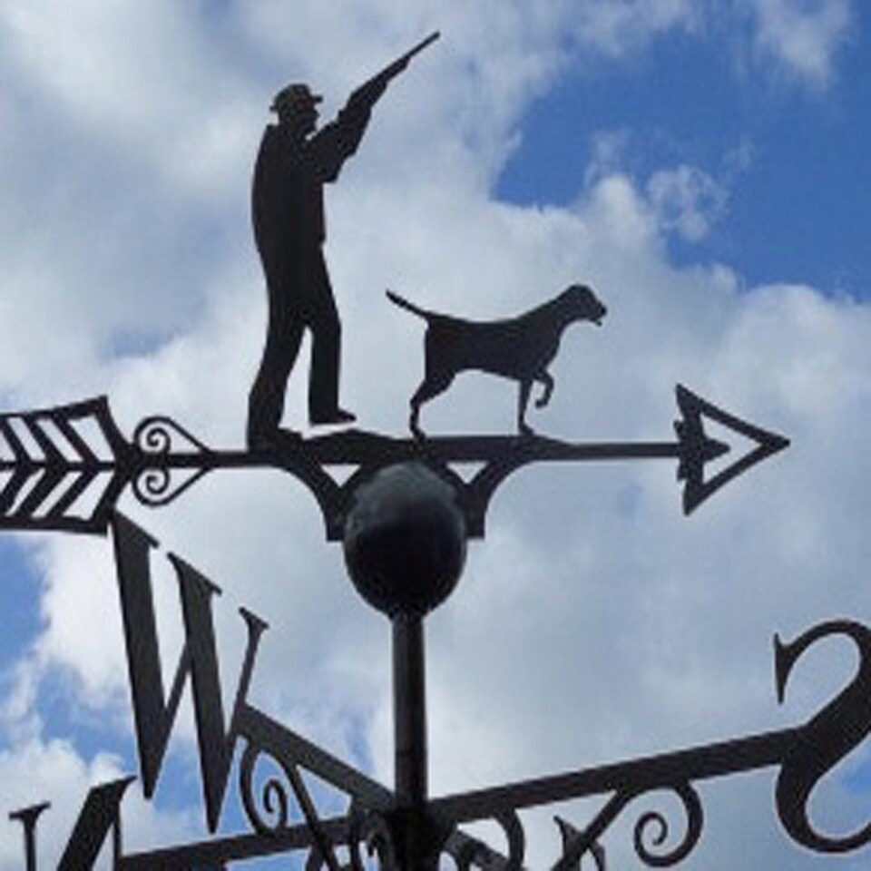 image 1 of Shooting Scene Weathervane - Solid Steel - W61 x H88 cm - Black