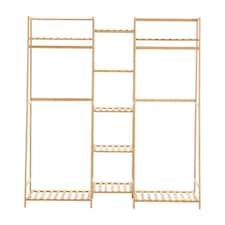 Living and Home Bamboo Clothing Rack with 5 Tier Storage Shelves