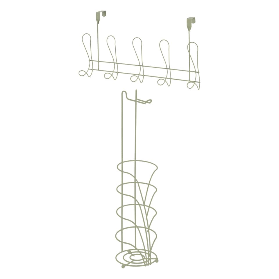 image 1 of Vertu Toilet Roll & Spare Holder & Over Dook Hook | Green | Sage Green | 1