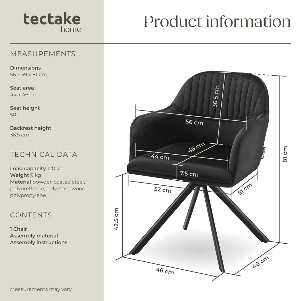 image 1 of Lounge Armchair Living Room Accent Chair 360 Swivel Slim Steel Legs Velvet Fabric - per piece Black | Black/Black