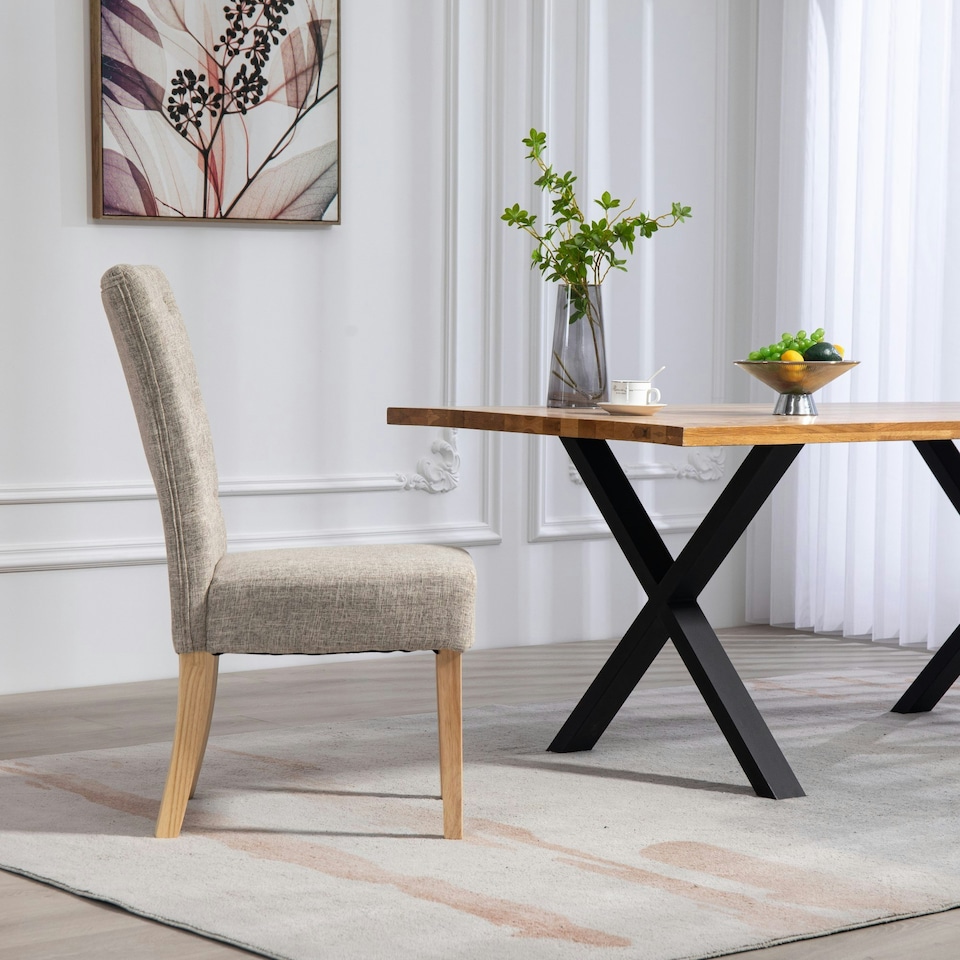 image 1 of Set of 2 Pienza Fabric Dining Chairs - Brown