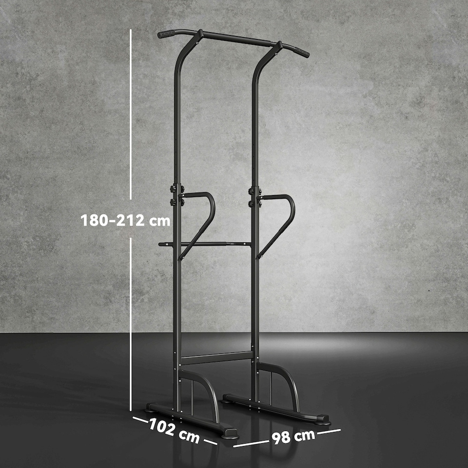image 1 of HOMCOM Power Tower Multi-Function Pull Up Station w/ Adjustable Height for Gym