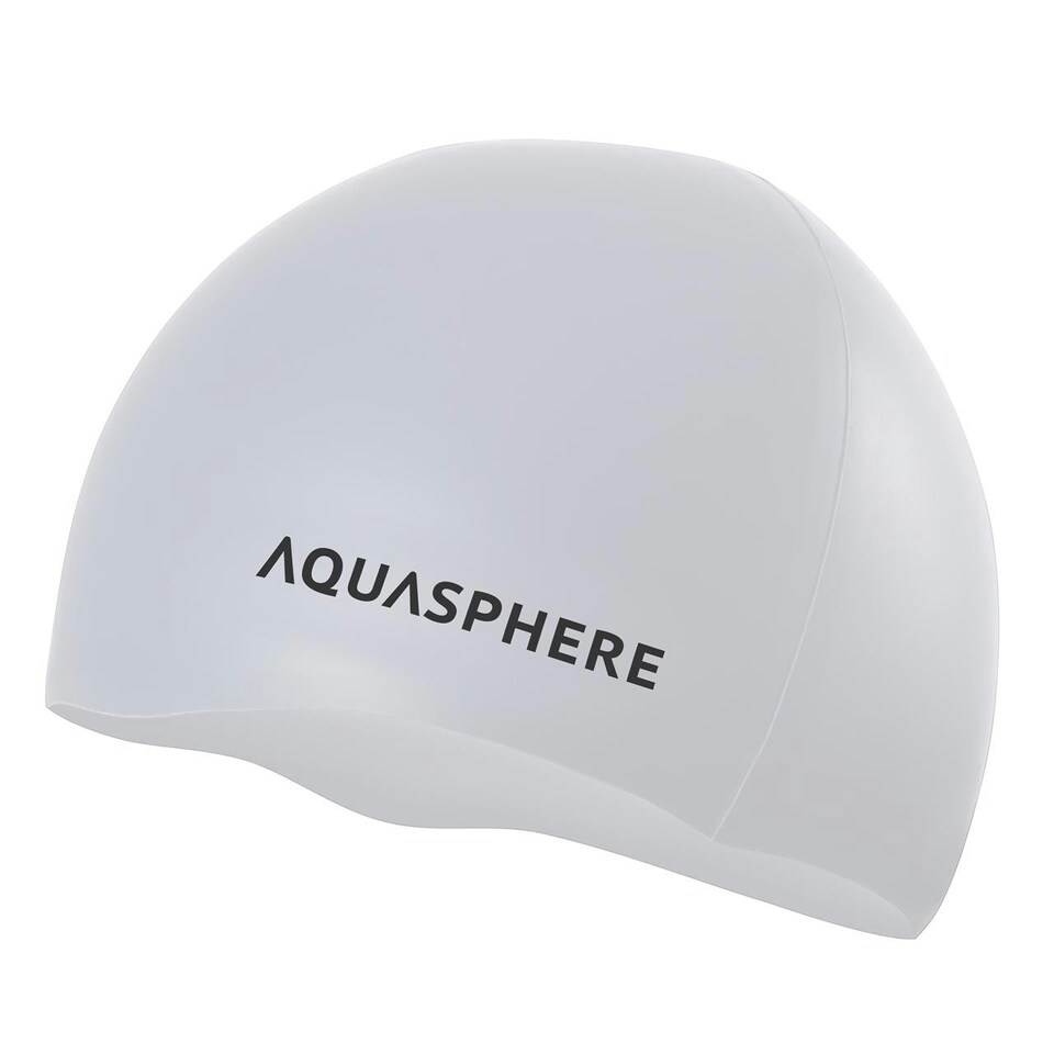 image 1 of Aquasphere Unisex Adult Plain Swimming Cap - White/Black - One Size