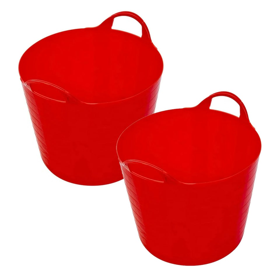image 1 of 5 x 40 Litre Strong Robust Red Coloured Flexible Tubs For Multi Purpose Storage Use