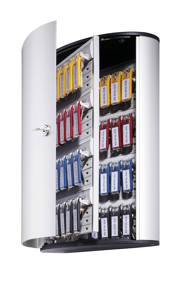 image 1 of Durable Key Safe 48 Lock Box | Holds 48 Keys | Includes 6 Key Clips | Silver