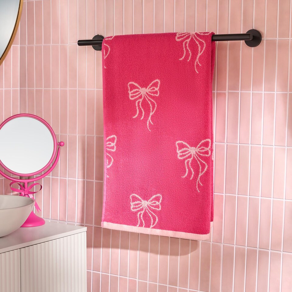 image 1 of OHS Bows 100% Premium Cotton Bath Towel Hotel Quality Soft Absorbent | Pink | Bath towel