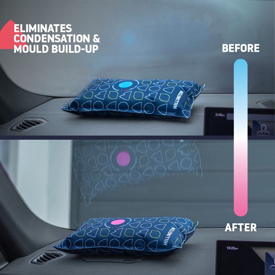 image 1 of Hillington 2 Pack 1KG Car Dehumidifier with Dashboard Mat - Professional Moisture Control & Anti-Slip Mounting