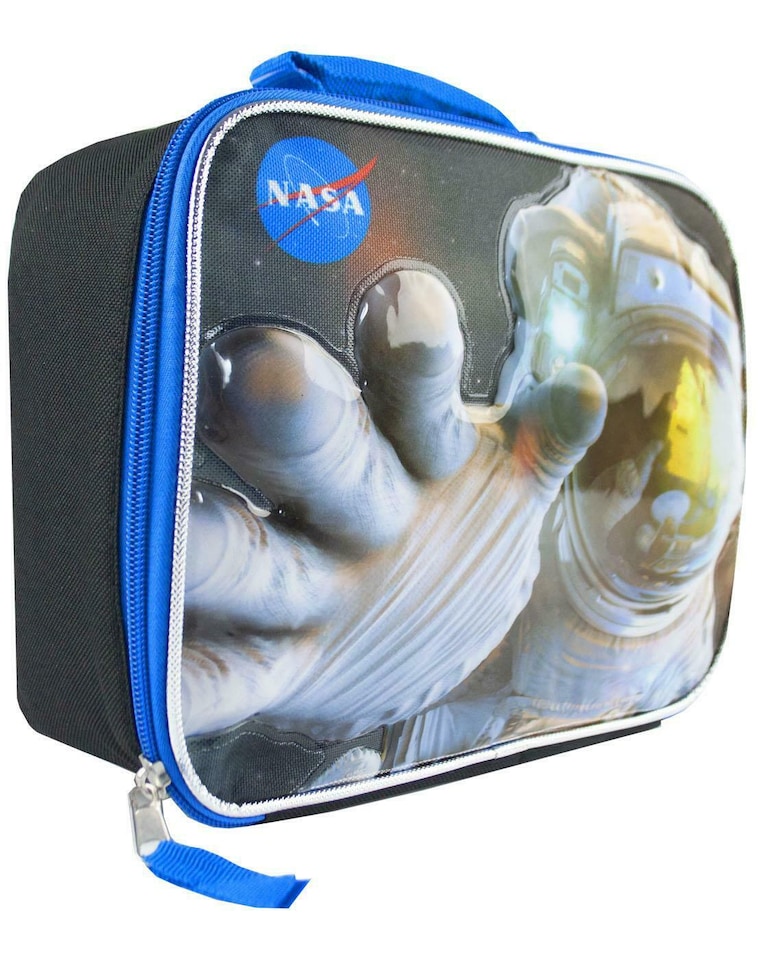 image 1 of Nasa Lunch Bag for Kids | Children's Space Astronaut School Zipped Compartment Food Container Box One Size