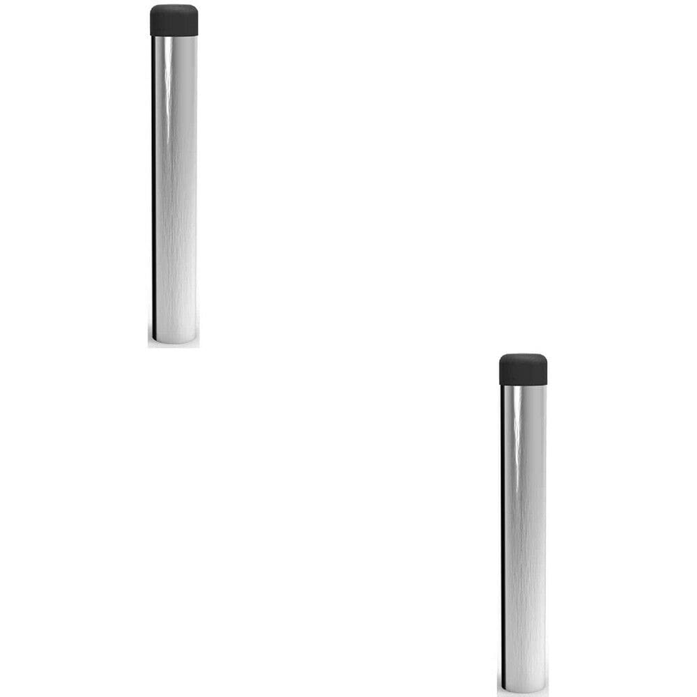 Loops 2x Rubber Tipped Wall mounted Doorstop Cylinder 71 x 16mm Satin Chrome