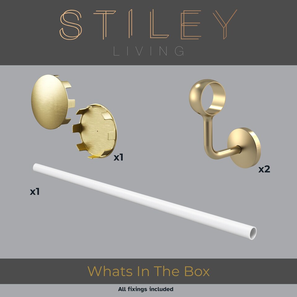 image 1 of Stiley Living Wall Mounted Handrail Kit, Banister System with Brackets and Fixings