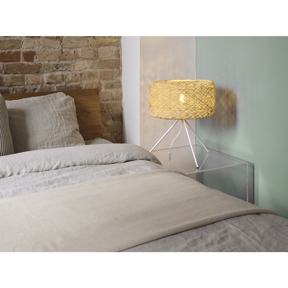 image 1 of Osram Decor Paper Bale Table Lamp E27 Beige Boho Style Bedside Desk Light