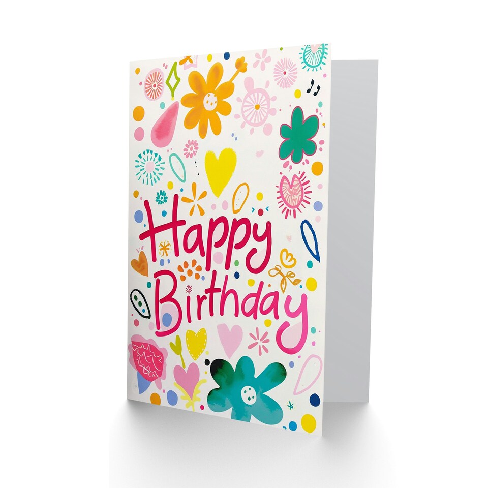 image 1 of Bright Flower Love Heart Pattern Woman Her Birthday Card