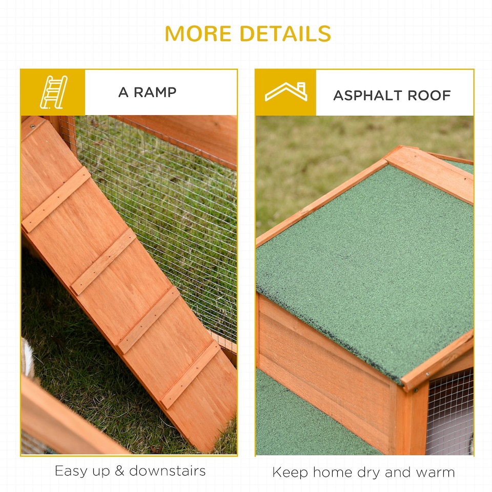 image 1 of PawHut Rabbit Hutch, Guinea Pig Hutch Outdoor Wooden House w/ Run, Green