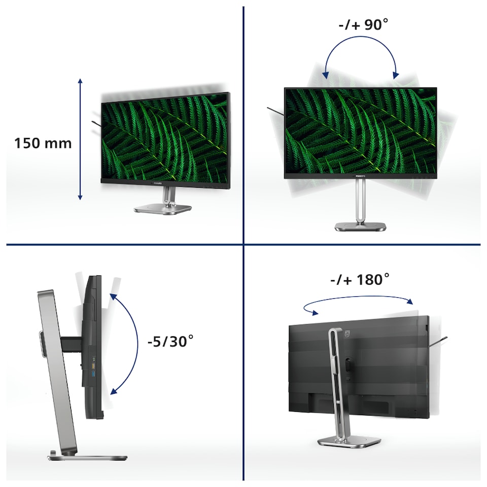 image 1 of Philips 27B2G5500 27-Inch IPS QHD 100Hz Height adjustable Energy Efficient Monitor