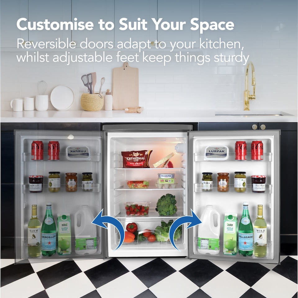 image 1 of Igenix IG255X Freestanding Under Counter Larder Fridge, 127 Litre, Inox