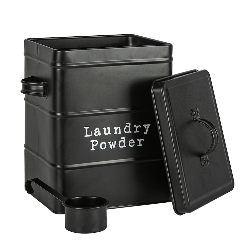image 1 of Harbour Housewares Vintage Metal Laundry Powder Canister - Black | Black | Black | 1