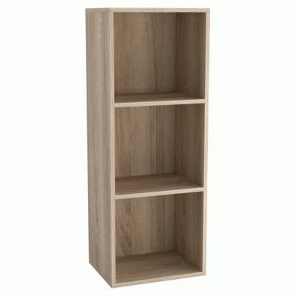 image 1 of 3-Tier Cube Shelving Unit Brown | Colour: Antique Oak