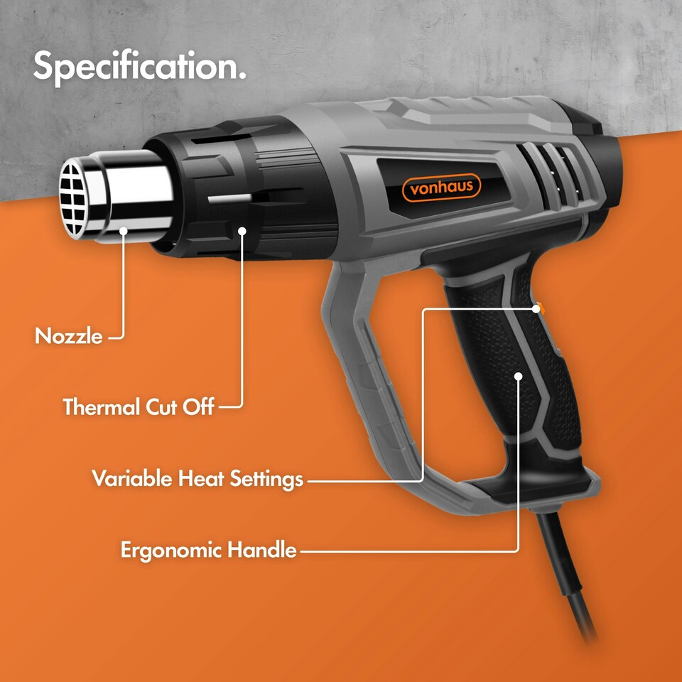 image 1 of VonHaus 2000w Heat Gun with Two Temperature Settings